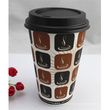 Taza de papel descartable del café de la sola pared 16oz con las tapas / la cubierta